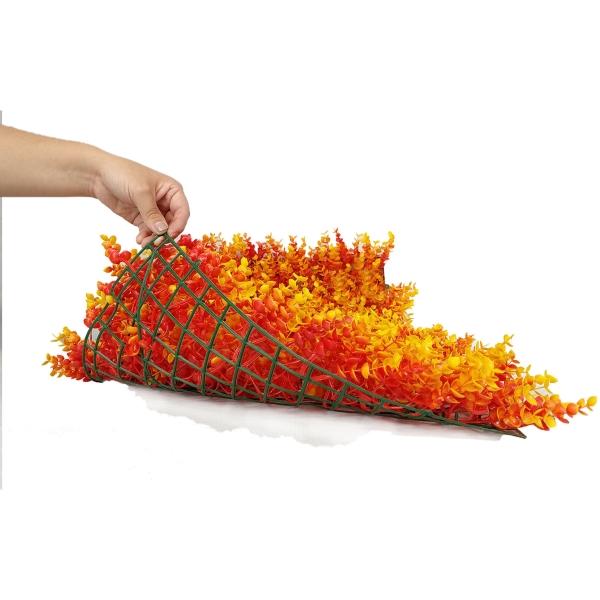 Muro Verde Follaje Artificial Pared Decorativo 60x40 Pasto Naranja