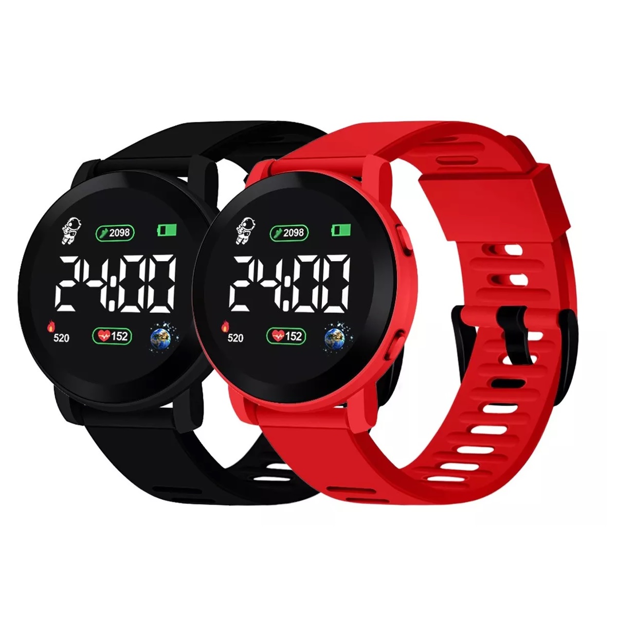 Reloj Led Digital Touch Niños Niñas Regalo Personajes 2 pcs Rojo/Negro