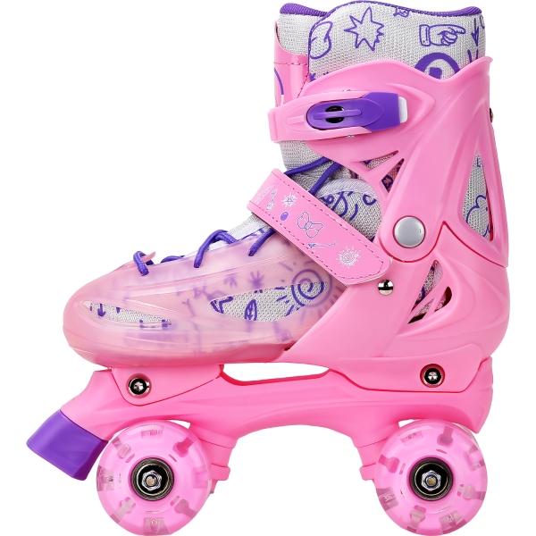 Patines De 4 Ruedas Ajustable Niño Niña Rueda Led 18 A 23 Cm.