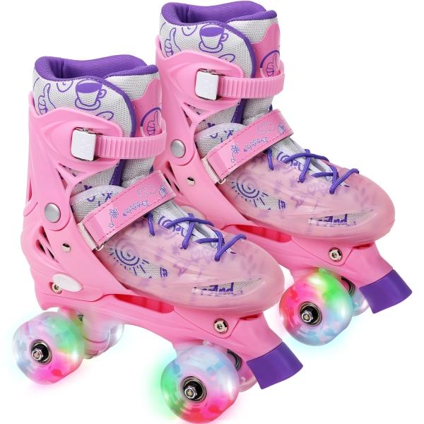 Patines De 4 Ruedas Ajustable Niño Niña Rueda Led 18 A 23 Cm.