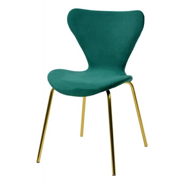 Juego Set 4 Sillas Comedor Tapizada Minimalista Terciopelo Verde