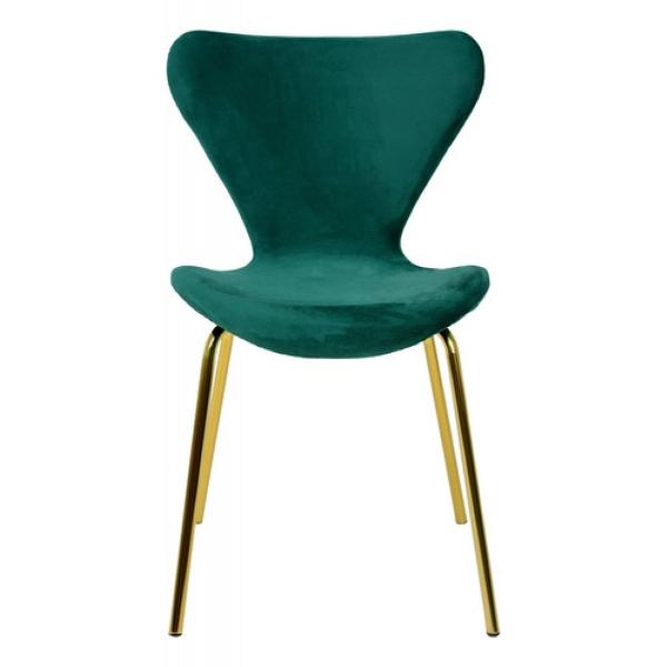 Juego Set 4 Sillas Comedor Tapizada Minimalista Terciopelo Verde