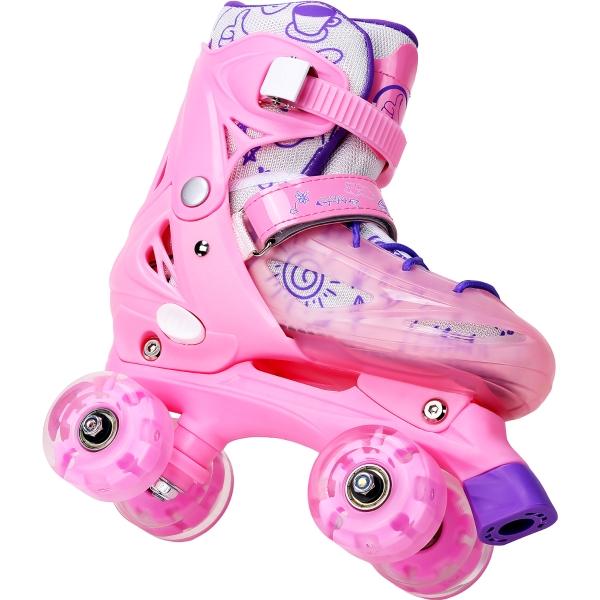 Patines De 4 Ruedas Ajustable Niño Niña Rueda Led 18 A 23 Cm.