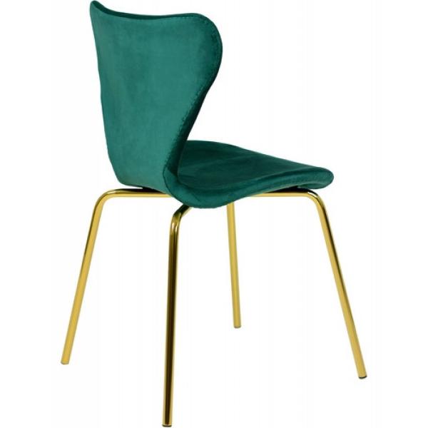 Juego Set 4 Sillas Comedor Tapizada Minimalista Terciopelo Verde