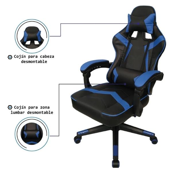 Silla Gamer Ergonomica Reclinable  Gaming  Premium Videojuegos Azul