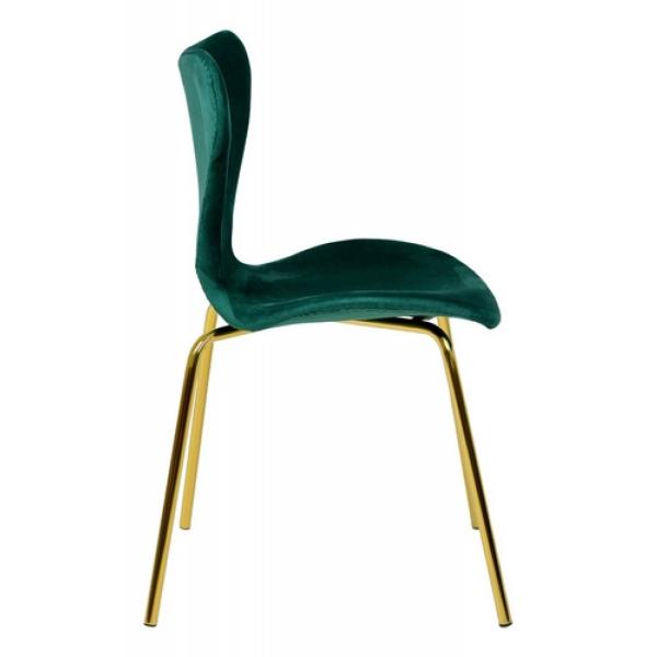 Juego Set 4 Sillas Comedor Tapizada Minimalista Terciopelo Verde