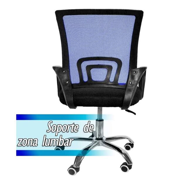 Silla Oficina Metal Respaldo Malla Antitranspirante Azul.