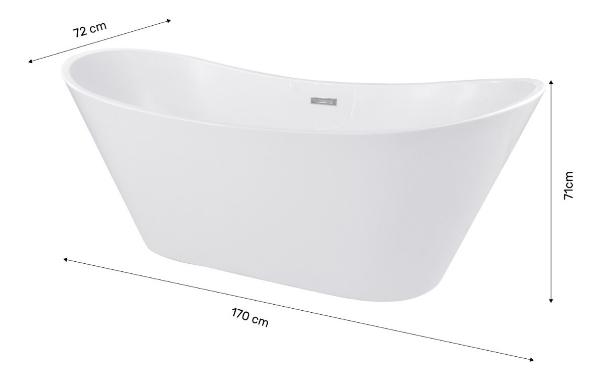 Tina Baño Fibra De Vidrio Bañera Lujo Teseo 170 X 72 X 70 Cm