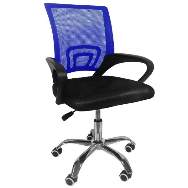 Silla Oficina Metal Respaldo Malla Antitranspirante Azul.
