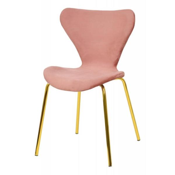 Juego Set 4 Sillas Comedor Tapizada Minimalista Terciopelo Rosa