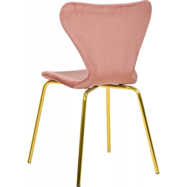 Juego Set 4 Sillas Comedor Tapizada Minimalista Terciopelo Rosa