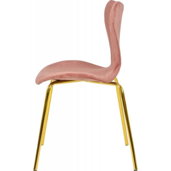 Juego Set 4 Sillas Comedor Tapizada Minimalista Terciopelo Rosa