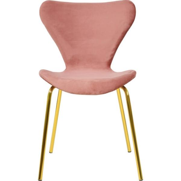 Juego Set 4 Sillas Comedor Tapizada Minimalista Terciopelo Rosa