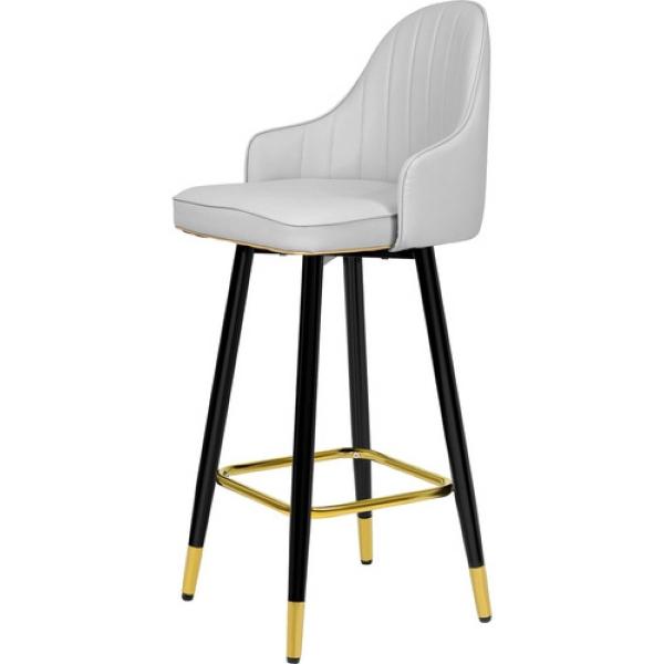 Set 2 Banco Barra Alta Silla Tapizada Cocina Bar Desayunador Gris Claro