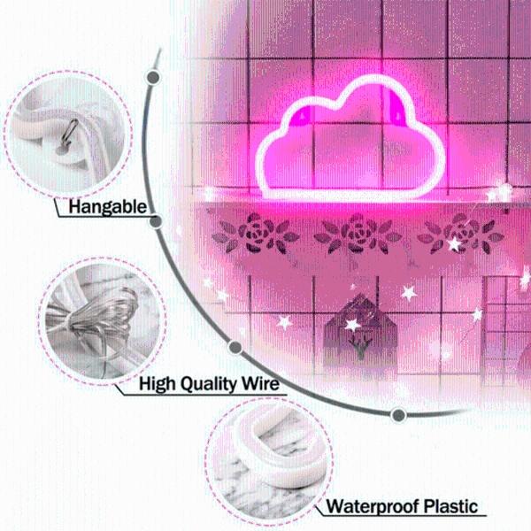 Luz Tipo Neón Nube Decoración Azul Amarillo Luz de Noche con Batería USB