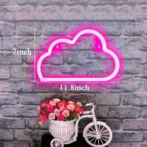 Luz Tipo Neón Nube Decoración Azul Amarillo Luz de Noche con Batería USB