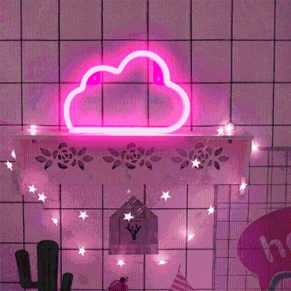 Luz Tipo Neón Nube Decoración Azul Amarillo Luz de Noche con Batería USB