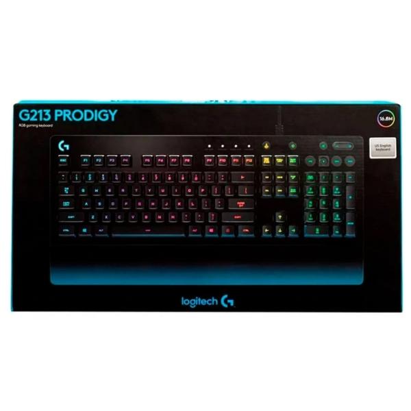 Teclado gamer Logitech Serie G Prodigy G213 QWERTY inglés US negro con luz RGB