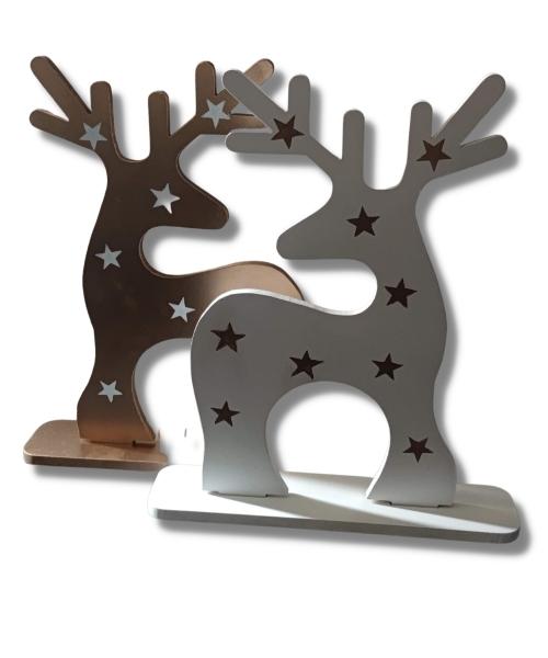 Conjunto de Renos Navideños Decorativos Blanco/Dorado