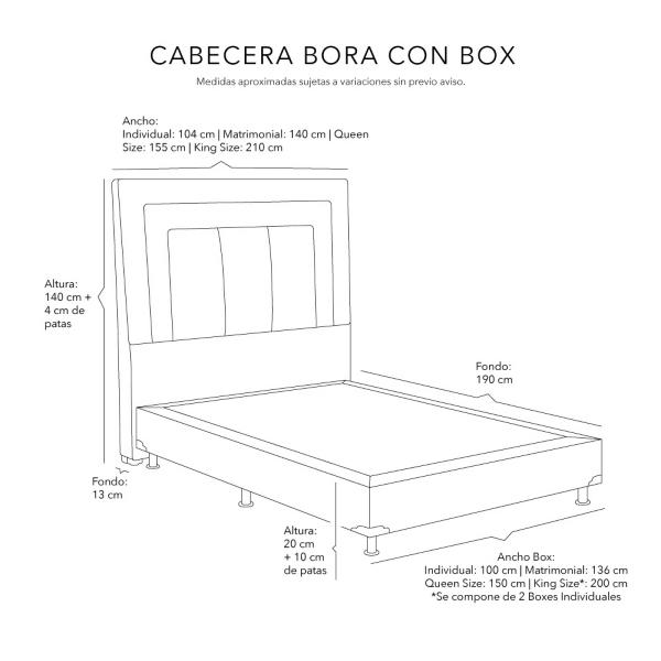 Cabecera Individual Dicasa Bora con Box Alessa Rosa