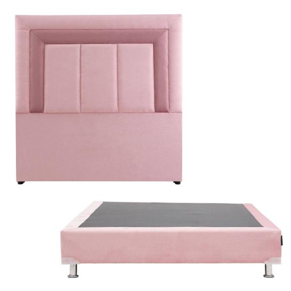 Cabecera Queen Size Dicasa Bora con Box Alessa Rosa