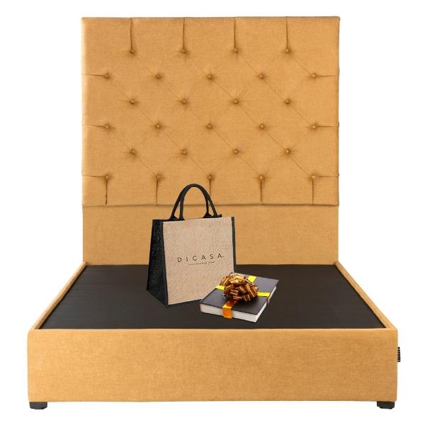 Cabecera Matrimonial Dicasa Capri con Base Cama Nizzo Mostaza
