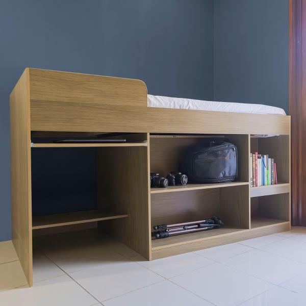 Cama Escritorio Moderno 5 Compartimentos 1 Repisa Bossa Neko