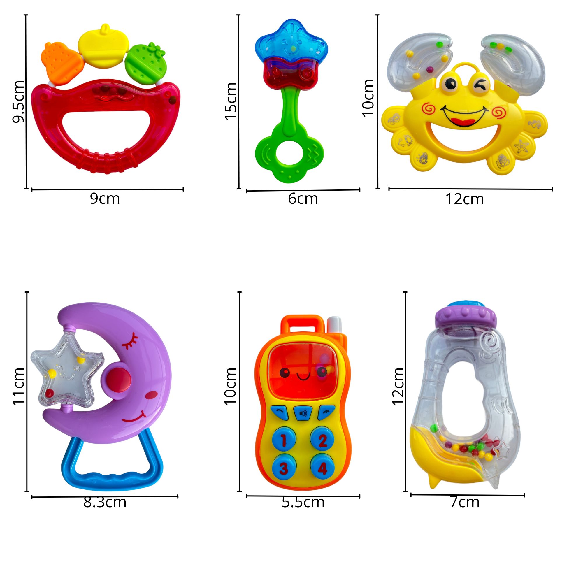 Set De Sonajas Sonajero Y Mordedera Juguete Para Bebé 6 Piezas.