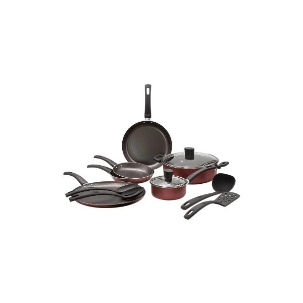 Batería de Cocina Cinsa Esencial Aluminio 16 Piezas - Rojo