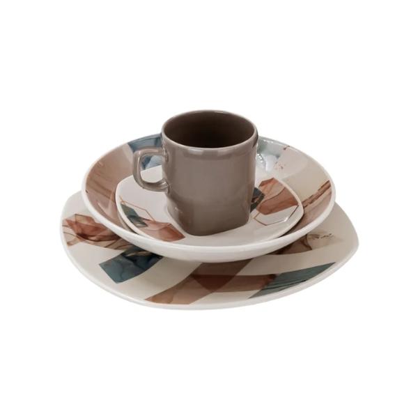 Vajilla de Cerámica Corona Decorada Mármol Lois 16Pzas