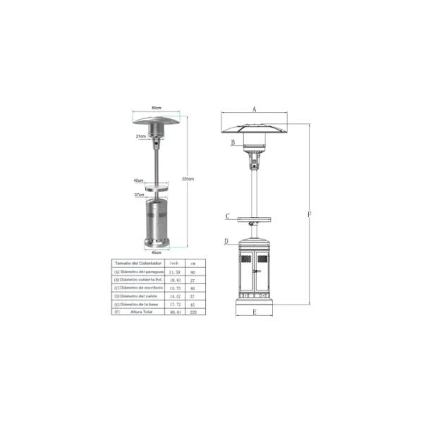 Calefactor de Gas Para Patio Members Mark PG188HS Con Rueditas 220m