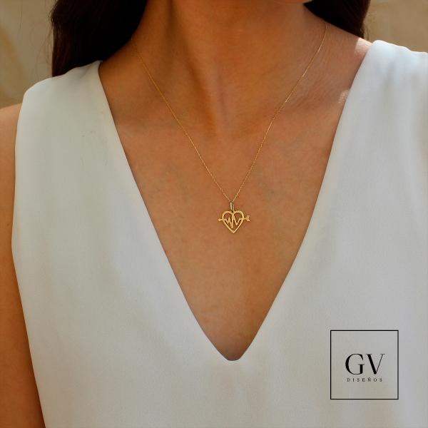 Collar Latido de Corazón Oro de 14 Kilates