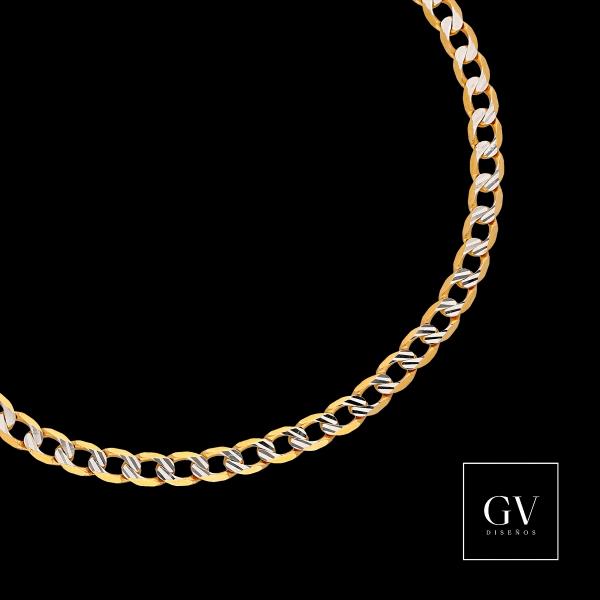 Pulso Estilo Barbado Diamantado Oro Italiano 14 Kilates 4MM