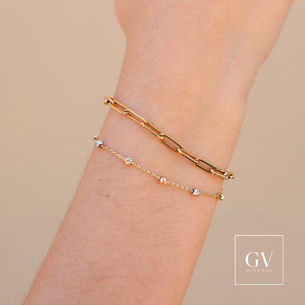 Pulso Eslabón Inglés Oro Italiano 14 Kilates