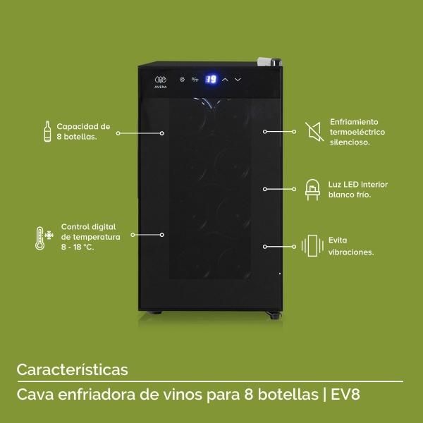 AVERA Cava De Vinos Enfriadora Para 8 Botellas EV8