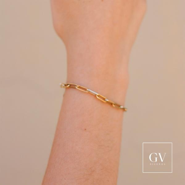 Pulso Eslabón Inglés Oro Italiano 14 Kilates