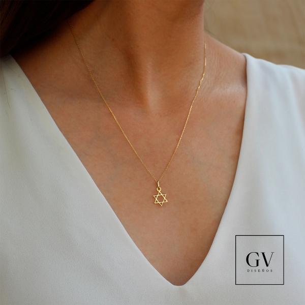 Collar Estrella de David en Oro de 14 Kilates para dama