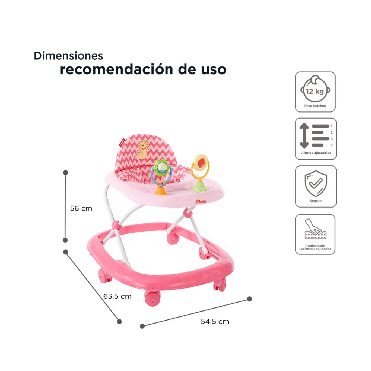 Andadera D´Bebe Zoo Baby Rosa END4*