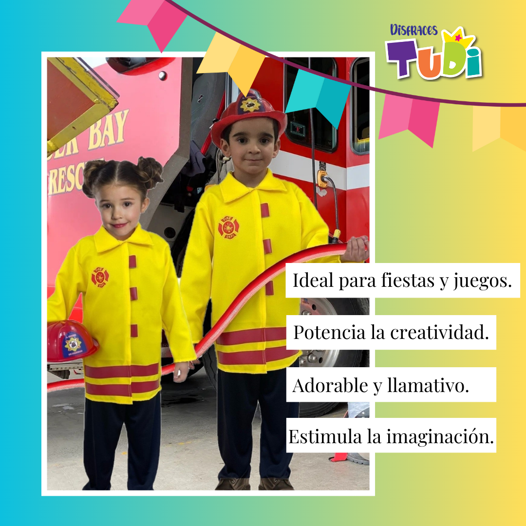 Disfraz de Bombero - Disfraces de Oficios - Traje de Bomberos para Niñas y Niños