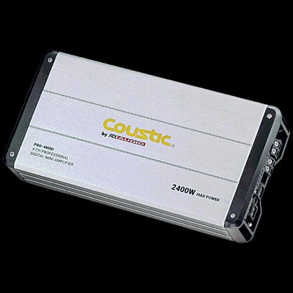 Mini Amplificador Digital 4 Canales Coustic PRO-4MINI 2400 Watts Clase AB 4 Ohms 