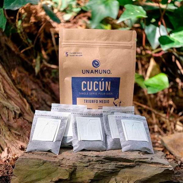 Unamuno paquete de 5 CUCÚNS - Café filtrable de 1 solo uso - Café de ALTURA, donde sea, cuando sea