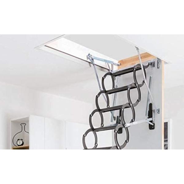 FAKRO Escalera de Ático Fabricada en Acero, Estilo LST Tijera, hueco de 60 x 90 cm