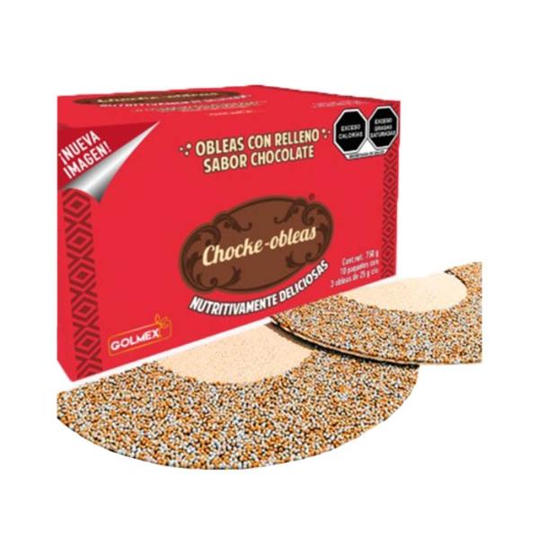 Chocke Obleas de Amaranto con relleno sabor chocolate, Producto 100% Artesanal, Caja con 30 obleas