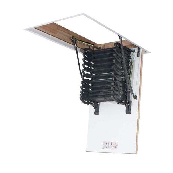FAKRO Escalera de Ático Fabricada en Acero, Estilo LST Tijera, hueco de 60 x 90 cm