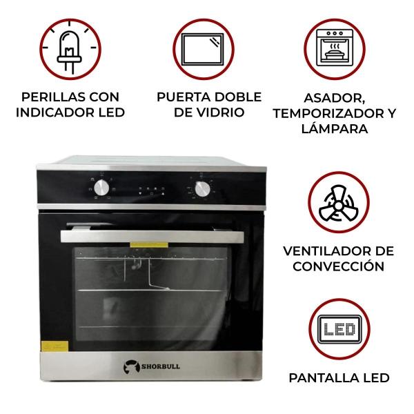 Shorbull - Horno empotrable eléctrico SHORBULL 65L conveccion 