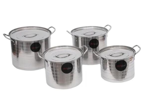 Set 4 Ollas Tapa Acero Inoxidable Hot Spot  8, 12,14, 16 Lts