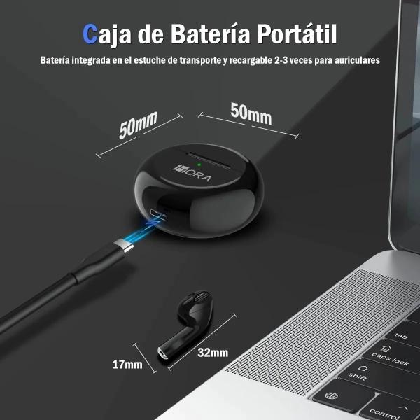 Manos Libres Inalámbricos Bluetooth Pastilla Estuche 1Hora AUT119 Negro