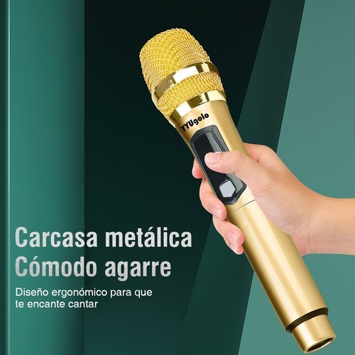 Universal Micrófono Inalámbrico Profesional Karaoke Kit 2pcs dorado