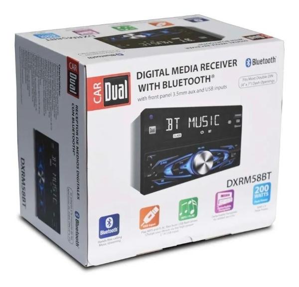 Autoestéreo 2 DIN Dual DXRM58BT Quita Caratula Bt Usb LCD MP3 8 carácteres