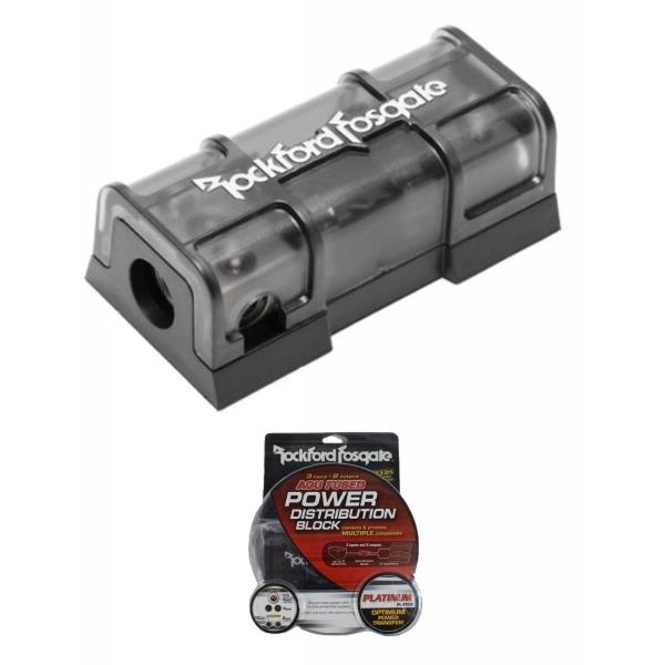 Bloque de Distribución para fusibles AGU Rockford Fosgate RFFDAGU Calibres 4 y 8 AWG 3 Entradas y 2  